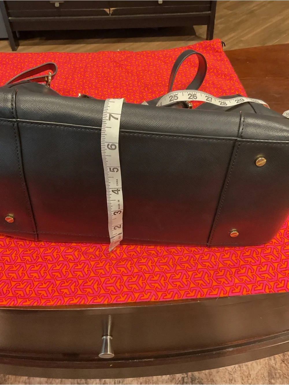 Tory Burch Black Leather Satchel with Gold Hardware
